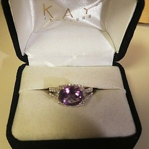 Amethyst and Diamond Ring in 10k gold
